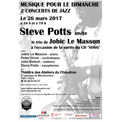 Steve Potts invite le trio de Jobic Le Masson à l'occasion de la sortie du CD "SONG"