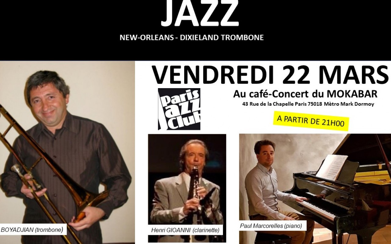jazz New Orleans Dixieland trombone - Grégoire BOYADJIAN trombonist's Trio
