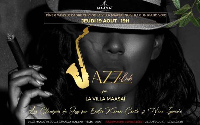 Jazz Club Par Villa Maasaï - Les Classiques du Jazz : Dîner dans le cadre chic de la Villa Maasaï accompagné par un Piano Voix